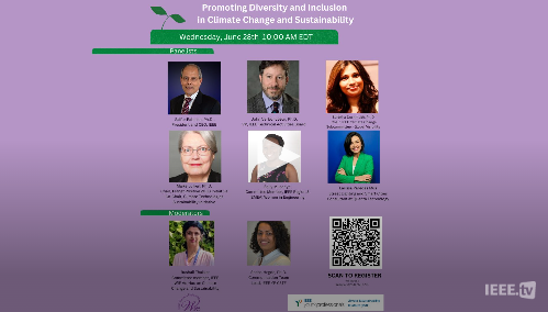 Promoting DI in Climate Change and Sustainability webinar featuring expert speakers.