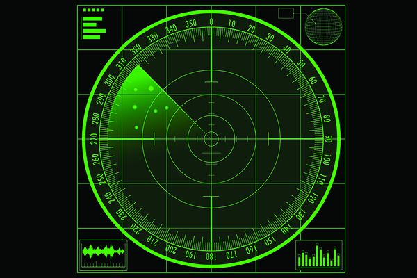 Green radar on a black background.
